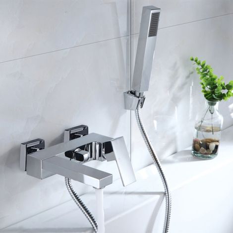 Brayton Modern Wall Mounted Bath Shower Mixer Tap With Handset Kit (1/5)