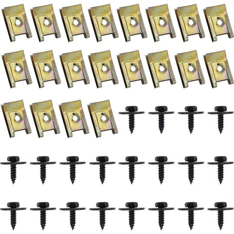 40 pezzi di clip di fissaggio per auto, viti e bulloni per auto, clip di fissaggio a U, dadi e clip per parafanghi per auto, clip per carrozzeria, viti sottoscocca, viti per parafanghi per carrozzeria