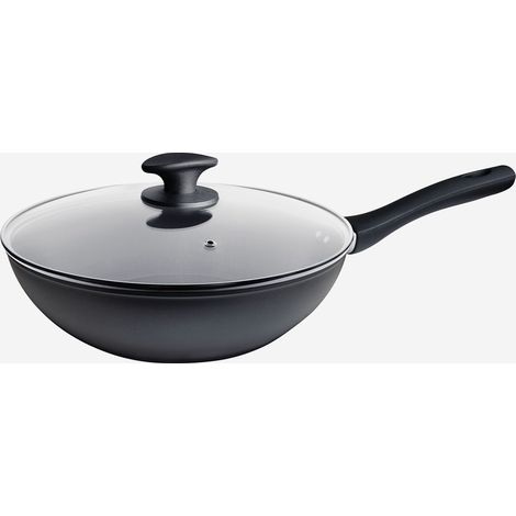 Wok antiaderente induzione 28 cm con coperchio K-Black (1/4)