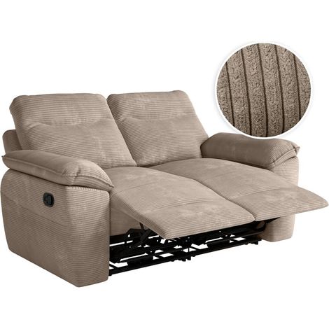Loungitude – Canapé de relaxation manuel 2 places en velours côtelé – Longueur 260 cm – Profondeur 100 cm – Hauteur 102 cm – Fabrication européenne (1/5)