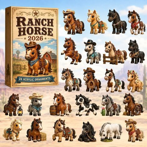 Poney chapeau de cowboy à la ferme calendrier avent 2026 2D