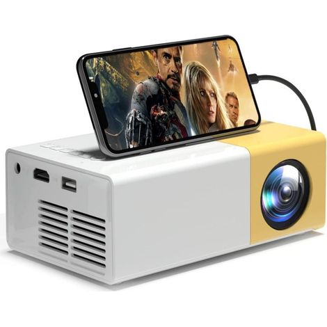Mini projecteur portable HD 5 V/2 A avec haut-parleurs stéréo silencieux pour home cinéma et films en extérieur