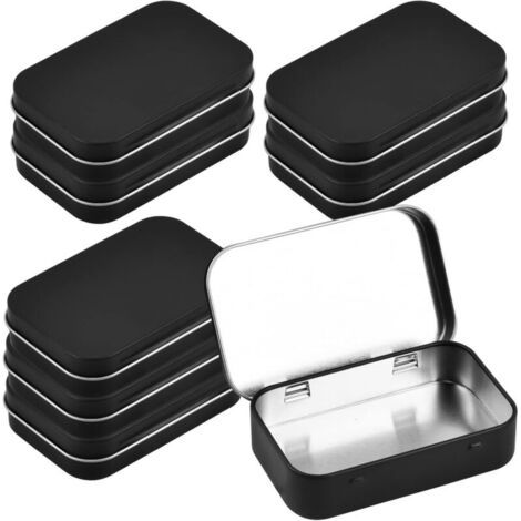 royaluxe-10 Pièces Petite Boite Metallique, 95 x 60 x 20 mm Vides Rectangulaires Boîtes en Métal à Charnière, Boîte en Fer Blanc avec Couvercle, Boîtes en Étain de Rangement pour Organisateur de Maiso