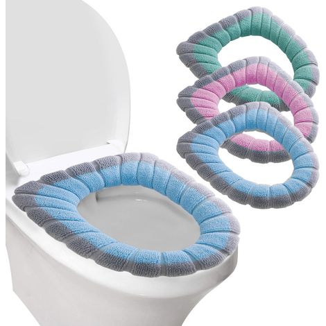 3 Coussin de siège de toilette, tricoté, épais, polyester, toutes saisons, salle de bain (1/5)