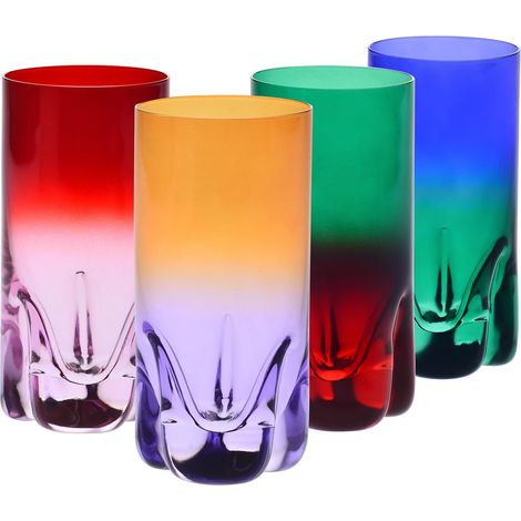 Krosno – Bicchieri per drink, acqua e succhi 300 ml – Set da 4 pezzi in 4 colori unici – Collezione Aurora – Cristallo senza piombo – Dipinti a mano (1/4)
