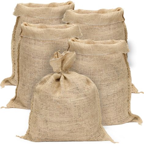 5 Sacs Toile de Jute Naturelle 30 x 39 cm - Sac Réutilisable pour le stockage, Conservation, rangement Jardin, Cuisine, Déco (1/4)