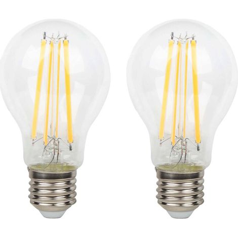 Transparente klassische Birnenampulle Birne LED E27 7W 806lm Warmweiß Packung zu 2 - Prolight