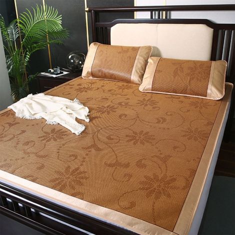 Sleeping Mat - Cooling Mat - 180 x 200 cm - Polyester - Brown - Double-Sided Use - For Home School Dormitory - Single - 1 Piece (1/5)