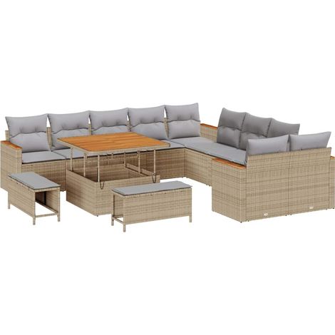 Maison Exclusive - Set Divano da Giardino con cuscino 13 pcs Beige polyrattan