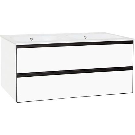 Meuble sous-vasque blanc mat + vasque en céramique blanc Benaro, 1210x515x510mm