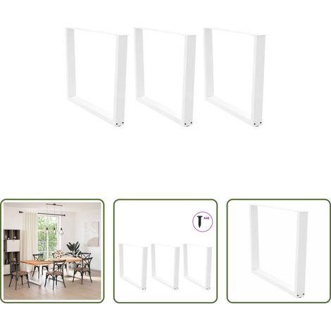 vidaXL Patas para mesa de comedor en forma de V (3 unidades), color blanco, 100 x (72-73,3) cm, acero (1/5)