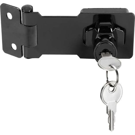 3 inch noir Loquet porte avec clés, loquet de placard de cadenas de verrouillage, verrou de tiroir, d'armoire, armoire fermeture, moraillon de verrouillage,serrure boîte aux lettres (1/5)