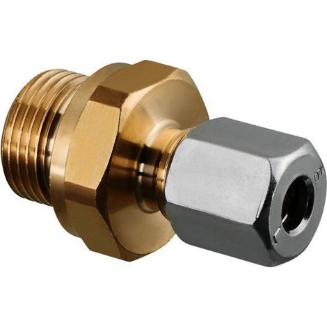 RACCORD DROIT ACIER, BAGUE LAITON, JOINT PLAT, 3/8 x10 mm
