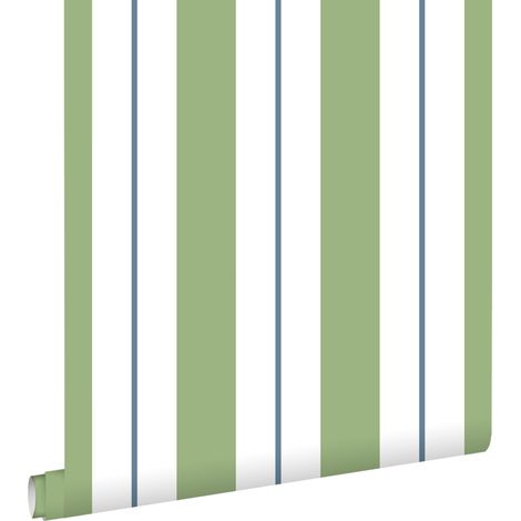 papier peint à rayures vert et bleu - ESTAhome (1/5)