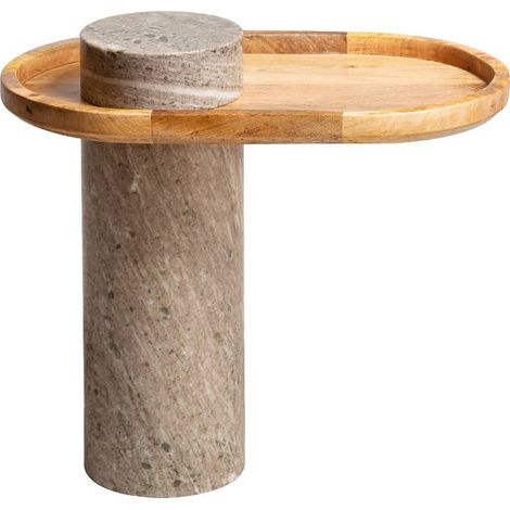 Bout de canapé en bois de manguier et marbre Andréa (1/5)