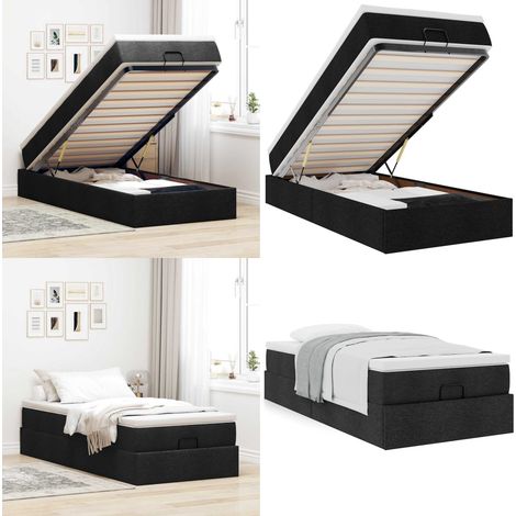 vidaXL Ottoman-Bett mit Matratze Schwarz 100x200 cm Stoff (1/5)