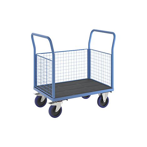 eurokraft pro  Carrello a pianale con sponde grigliate  ruote