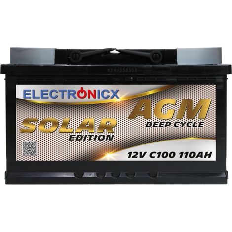 Solarbatterie 12V 110AH Electronicx Solar Edition AGM Batterie Solar Akku Versorgungsbatterie stromspeicher photovoltaik Camping Solaranlage Gartenh (1/5)