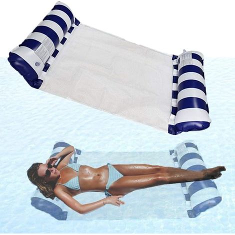 Flotador inflable Piscina Flotador Hamaca Flotante Reclinable Flotador Hamaca de agua Hamaca flotante plegable Tumbona portátil Flotador Ultraligero para fiesta en la playa Vacaciones (1/5)