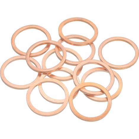 12Pcs Rondelle Métal Plate, M24 Rondelles Cuivre, 24mm ID, 30mm OD, 1.5mm Épaisseur Joint Cuivre Écrasable Kit Assortiment pour Boulons Vis Réparation Mécanique (1/5)