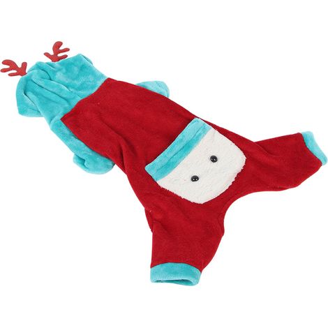Vêtements de Noël en flanelle pour animaux de compagnie, costume doux et chaud avec bouton pour chien et chat, motif mignon (1/5)