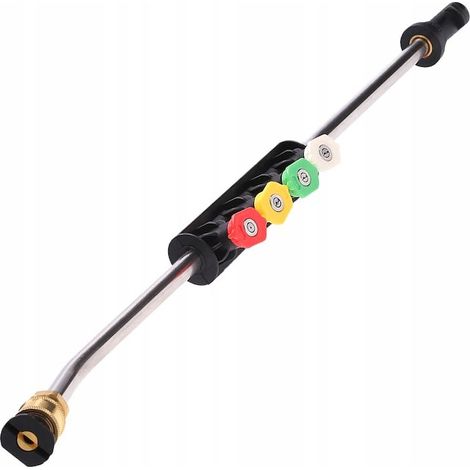 38CM Lance de lavage à haute pression à angle de 15°, lot de 5 buses, compatible avec les modèles Karcher K2 à K7 (1/4)