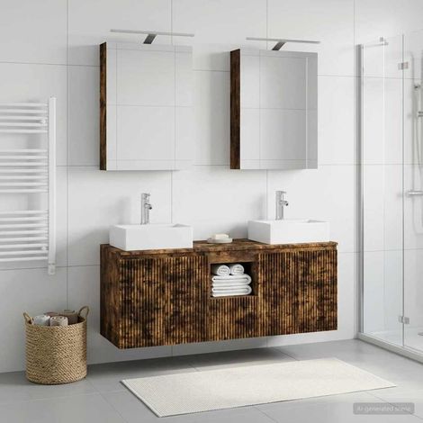vidaXL Bathroom Cabinet Set 5 pcs Smoked Oak Engineered Wood (1/5)