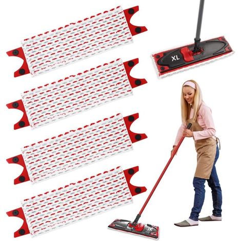 Applicable 4 Pièces Balai Serpillière Recharge pour Vileda UltraMax XL 2en1 Kit,51x14cm pour Vileda Ultramat XL Microfibre Absorbante Recharge, pour Lavage Sol, Taches de Nettoyage (1/5)