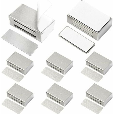 Aimant de Porte Placard Adhesif Lot de 8 Loquets Magnétiques de Porte Mise à Jour sans Vis sans Perçage pour Placard de Cuisine Aimant Fermeture Puissant pour Tiroir, Armoire, des Meubles, etc (1/5)