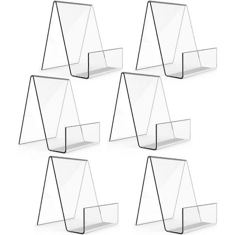 Lot de 6 présentoirs à livres en acrylique transparent, chevalet triangulaire, support d'affichage multifonctionnel (1/5)