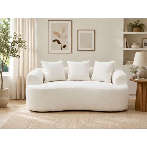 Divano 2 Posti Compatto in Tessuto Bianco 166x96x64 cm - Duna Domo Mea (1/5)