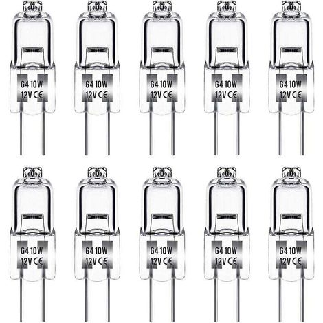 G4-Halogenlampe, 12 V, 10 W, warmweiß (3000 K), 150 lm, dimmbar, G4-Halogenlampe, klare Kapsellampe, 10er-Packung