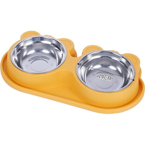 Filiyano-Gamelle double pour petit chat et petit chien, en acier inoxydable, antidérapante. (1/5)