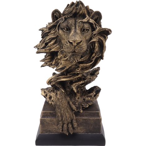 Eosnow Löwenkopf-Skulptur aus Kunstharz, lebendige, lebensechte künstlerische Deko-Statue für Wohnzimmer, Arbeitszimmer, Flur