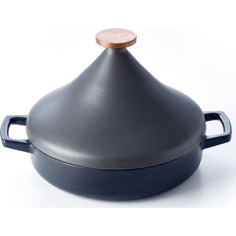 Tajine en fonte Beka Nori Ø 28 cm 3 L noir, couvercle céramique conique bronze (1/5)