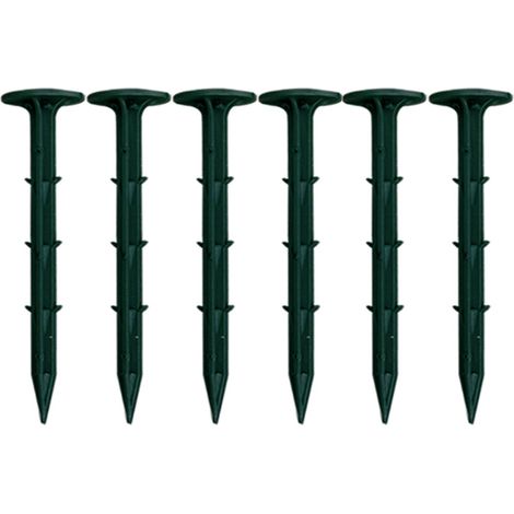 Tuteur de jardin vert, lot de 6, lourd, ancrage pour pelouse extérieure, vert - 20 cm