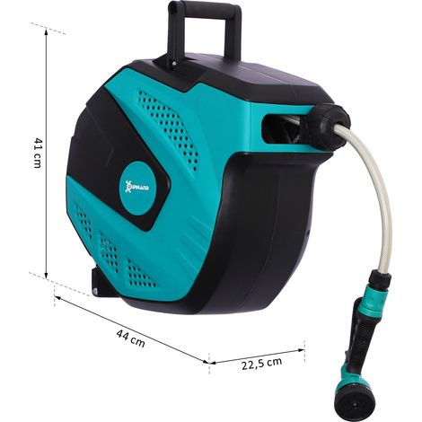 Wandschlauchbox Schlauchtrommel 180° schwenkbar mit Multibrause Frostschutz -5–45 °C Kunststoff Grün + Schwarz 15 m (1/5)