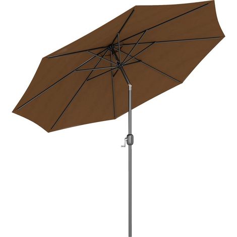 Parasol - Inclinable - Manivelle - Acier - Polyester 180 g/m² - Ø 2,95 x H 2,5 m - Marron - 1 Pièce (1/4)
