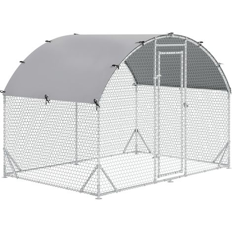 Enclos pour poules en acier avec couverture résistante UV, 280 x 190 x 197 cm, pour 4-6 poules, sécurisé et robuste (1/5)