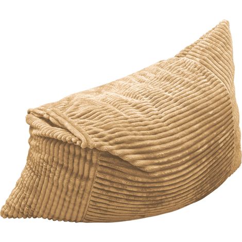 Sillón puff convertible 3 en 1 de pana amarilla con relleno de espuma, tipo sofá cama HOMVRA (1/5)