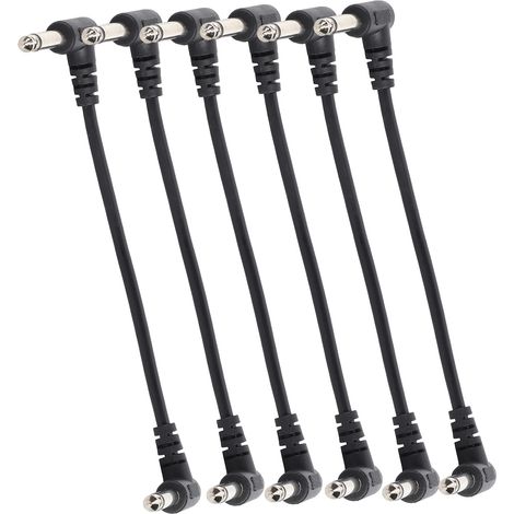 Lot de 6 câbles pour pédales d'effets de guitare, connecteur coudé à angle droit de 6,35 mm, longueur 15,2 cm (6 pouces). (1/5)