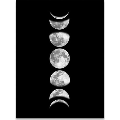 Peinture sur toile phases lunaires sans cadre, décoration murale pour maison, noir, modèle 090-2 (1/5)