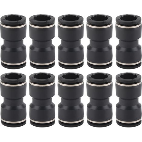 Raccord réducteur pneumatique 10 pièces acier inox résine noir droit union tube PU16-16 (1/5)