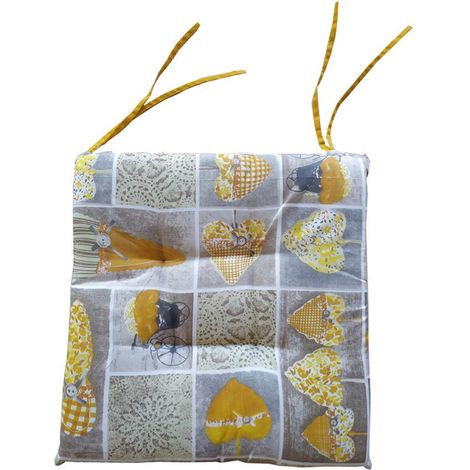 Cuscino Coprisedia 4 PUNTI imbottito con laccetti COUNTRY giallo 4 PEZZI