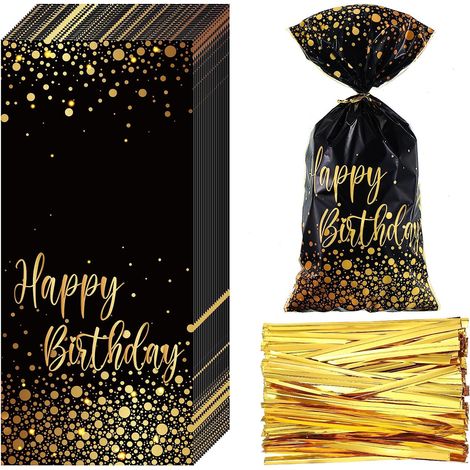 100 sachets « Joyeux anniversaire » - Petits sachets à friandises, sachets cadeaux pour les fêtes d'anniversaire d'enfants (1/5)