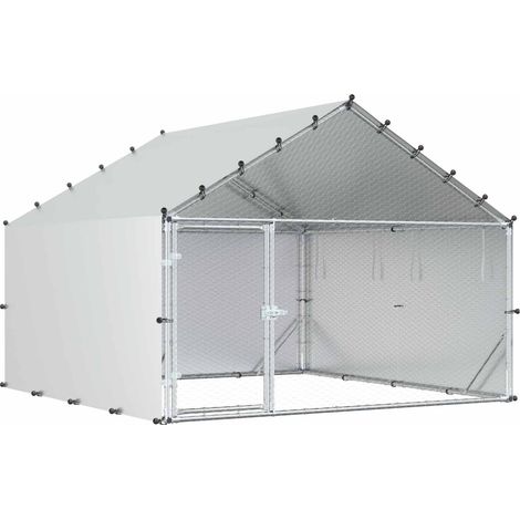 Poulailler avec toit Argenté 200 x 200 x 150 cm Acier galvanisé vidaXL (1/5)