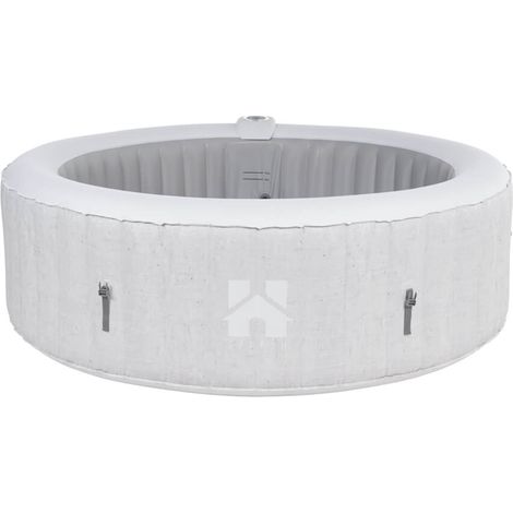 HOME DELUXE - Idromassaggio da esterno incl. cuscino, portabibite e cappottina parasole SPLASH - Ø208 cm 6 persone Colore: cemento, dotazione: compreso portabicchieri, cuscino e cappottina parasole (1/5)