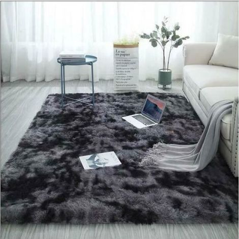 Tapis de Salon Shaggy 160x230 en Peluche Gris Foncé (1/4)