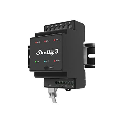Shelly Pro 3 relé Wi-Fi Bluetooth para carril DIN