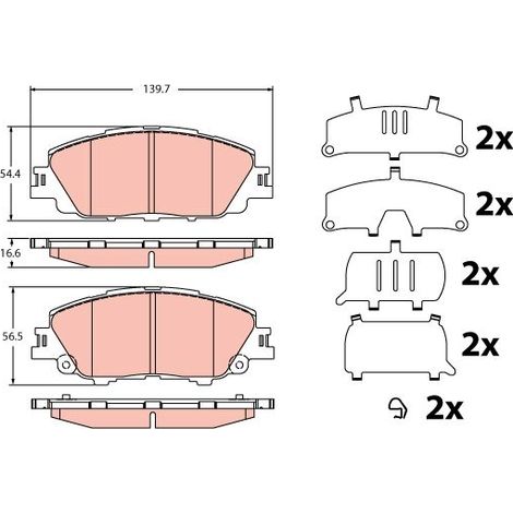 Kit de plaquettes de frein, frein à disque TRW GDB2394 LEXUS 04465-12670 VC084H